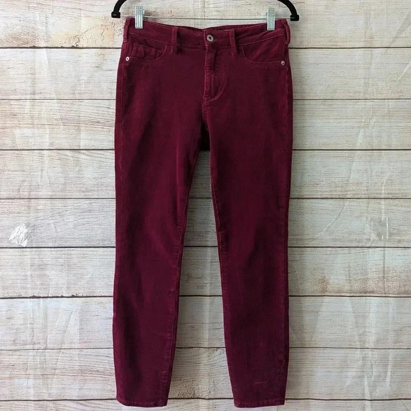 Pilcro & The Letterpress Size 27 High Rise Skinny Ankle Corduroy Pants Maroon - Picture 11 of 11